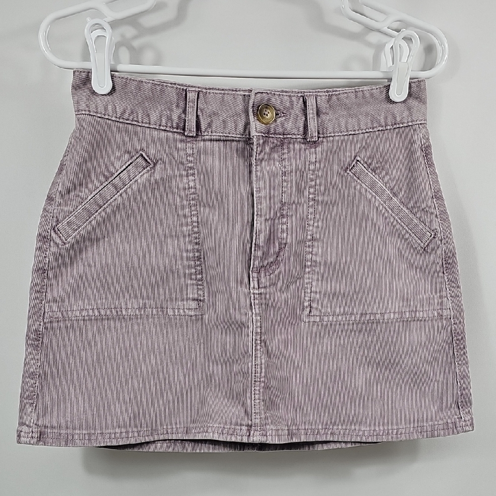 American Eagle Purple Corduroy Hi-Rise A-Line Mini Skirt Super Stretch 2